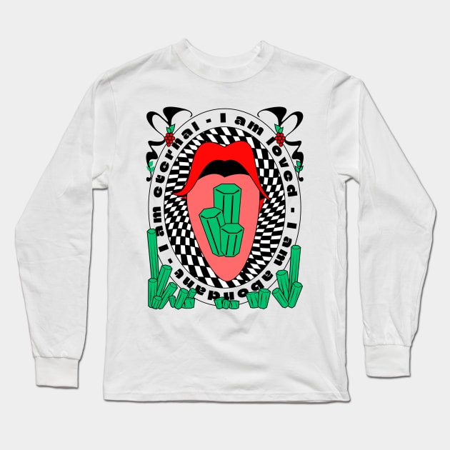 I am Loved, Eternal & Abundant Emerald Mantra Long Sleeve T-Shirt by Elizza